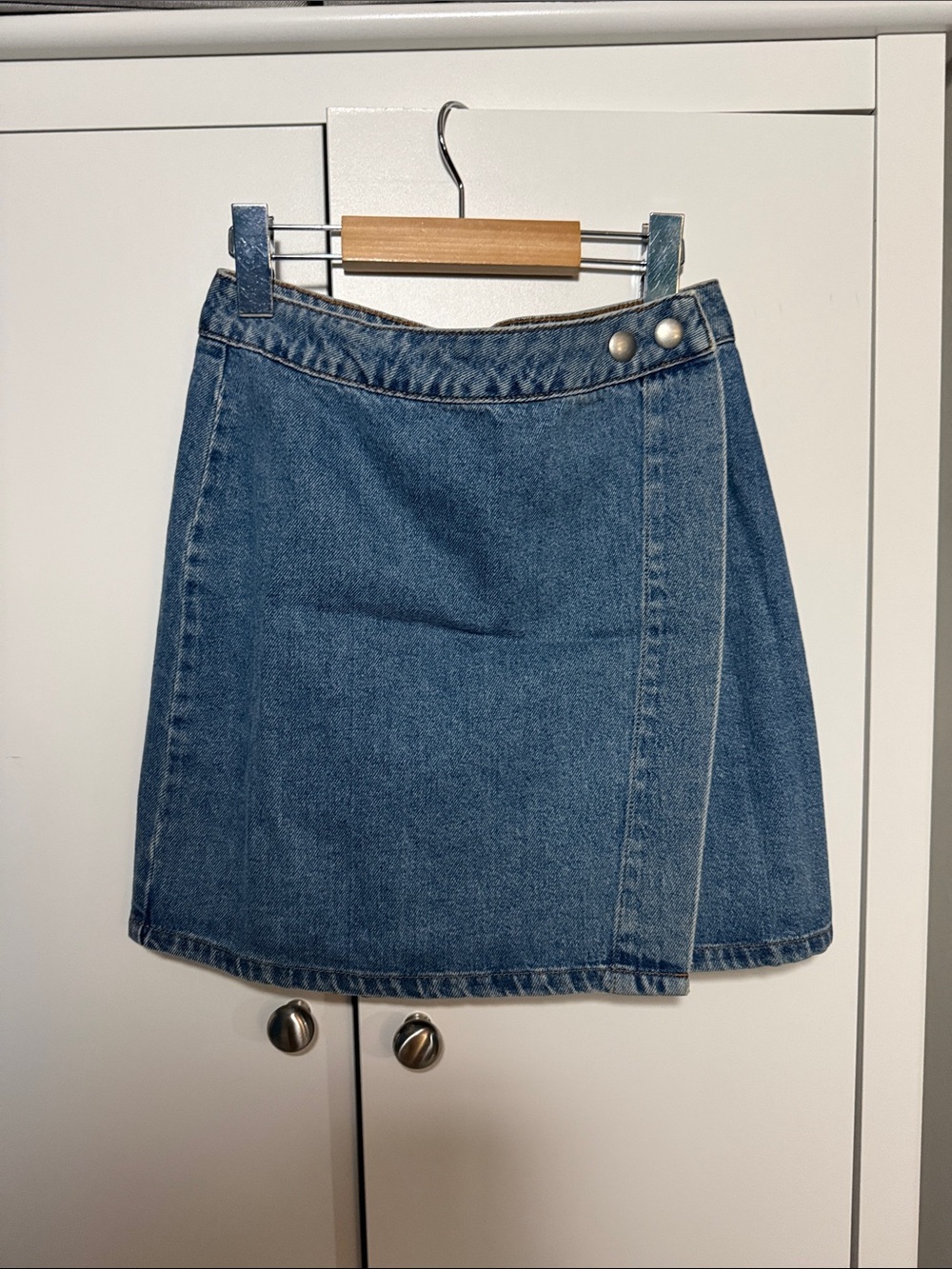 ASOS Blue Denim Wrap-Front Mini Skirt
